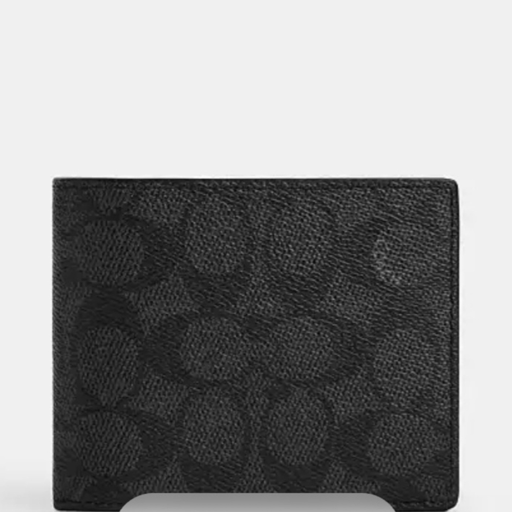 NWT Coach Men's 3 In 1 Wallet In Signature Canvas Characoal/Brown